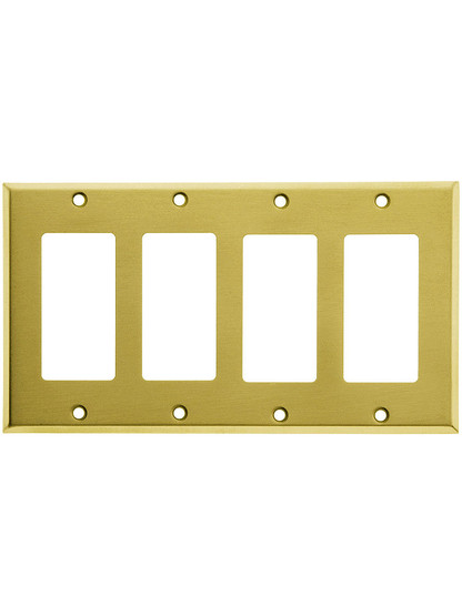 Classic Four Gang GFI Cover Plate In Satin Brass.